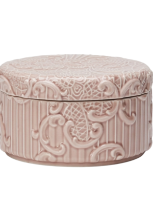 SCATOLA ROTONDA ROSE' 14 X H.8 CM. DENTELLE - HENRIETTE
