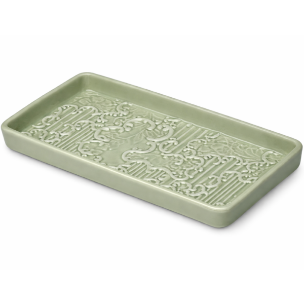 VASSOIO RETTANGOLARE CELADON CM.23x12 DENTELLE - HENRIETTE