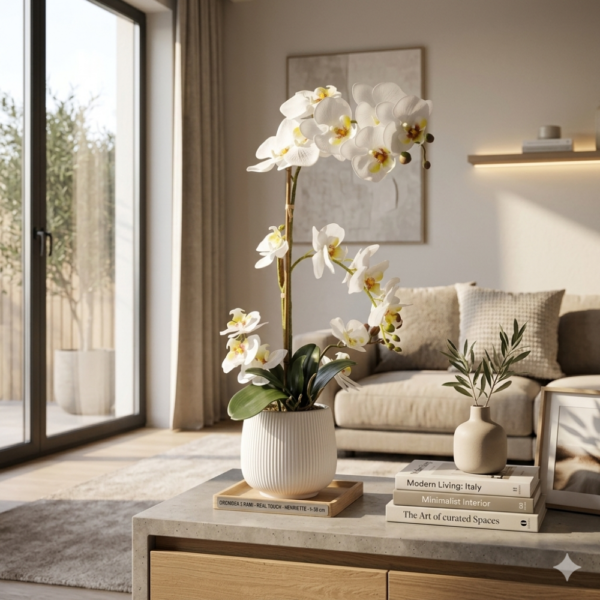 PIANTA ORCHIDEA 2 RAMI C/VASO H55 CM "REAL TOUCH" - HENRIETTE