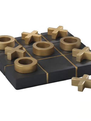 GIOCO DEL TRIS 21x21 CM NERO ORO RESINA - MASCAGNI