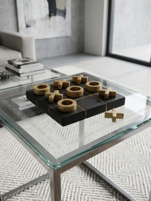 GIOCO DEL TRIS 21×21 CM NERO ORO RESINA – MASCAGNI