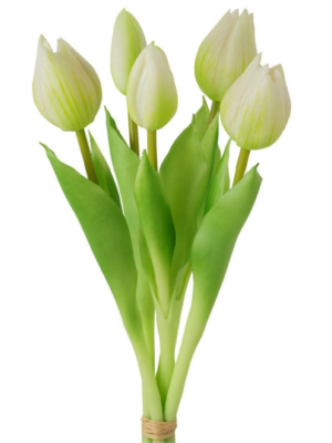 BOUQUET 5 TULIPANI CM.28 BIANCHI COLLEZIONE FLOWERS - HENRIETTE