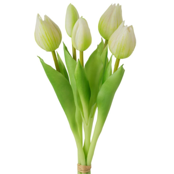 BOUQUET 5 TULIPANI CM.28 BIANCHI COLLEZIONE FLOWERS - HENRIETTE