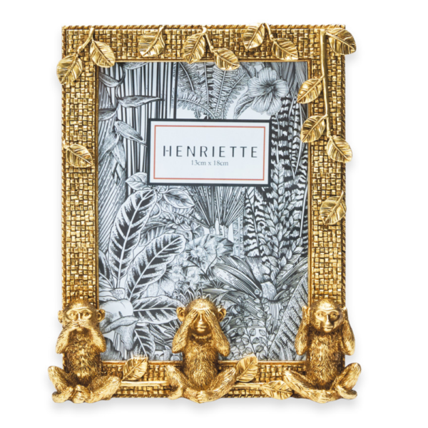 CORNICE 3 SCIMMIETTE ORO 18x21,5 CM (13x18 CM) JUNGLE - HENRIETTE