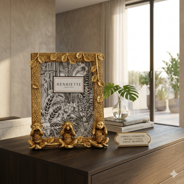 CORNICE 3 SCIMMIETTE ORO 18x21,5 CM (13x18 CM) JUNGLE - HENRIETTE