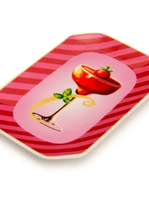 Palais Royal Vassoietto Svuotatasche Porcellana Iniziale C con Ricetta Cocktail Cosmopolitan 12x18 cm