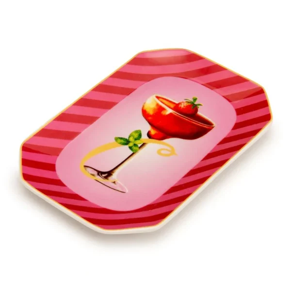Palais Royal Vassoietto Svuotatasche Porcellana Iniziale C con Ricetta Cocktail Cosmopolitan 12x18 cm