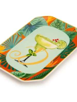 Palais Royal Vassoietto Svuotatasche Porcellana Iniziale D con Ricetta Cocktail Daiquiri 12x18 cm