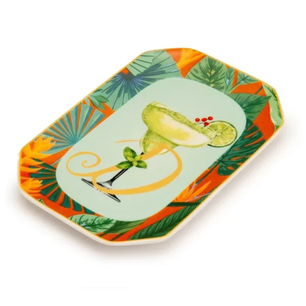Palais Royal Vassoietto Svuotatasche Porcellana Iniziale D con Ricetta Cocktail Daiquiri 12x18 cm