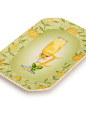 Palais Royal Vassoietto Svuotatasche Porcellana Iniziale F con Ricetta Cocktail French 75 12x18 cm