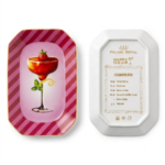 Palais Royal Vassoietto Svuotatasche Porcellana Iniziale C con Ricetta Cocktail Cosmopolitan 12x18 cm
