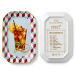 Palais Royal Vassoietto Svuotatasche Porcellana Iniziale L con Ricetta Cocktail Long Island Iced Tea 12x18 cm