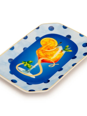 Palais Royal Vassoietto Svuotatasche Porcellana Iniziale S con Ricetta Cocktail Spritz 12x18 cm