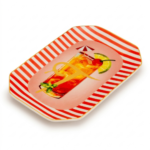Palais Royal Vassoietto Svuotatasche Porcellana Iniziale T con Ricetta Cocktail Tequila Sunrise 12x18 cm